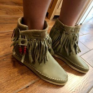 Anthropologie Buyamba NIB Olive Leather Bootie